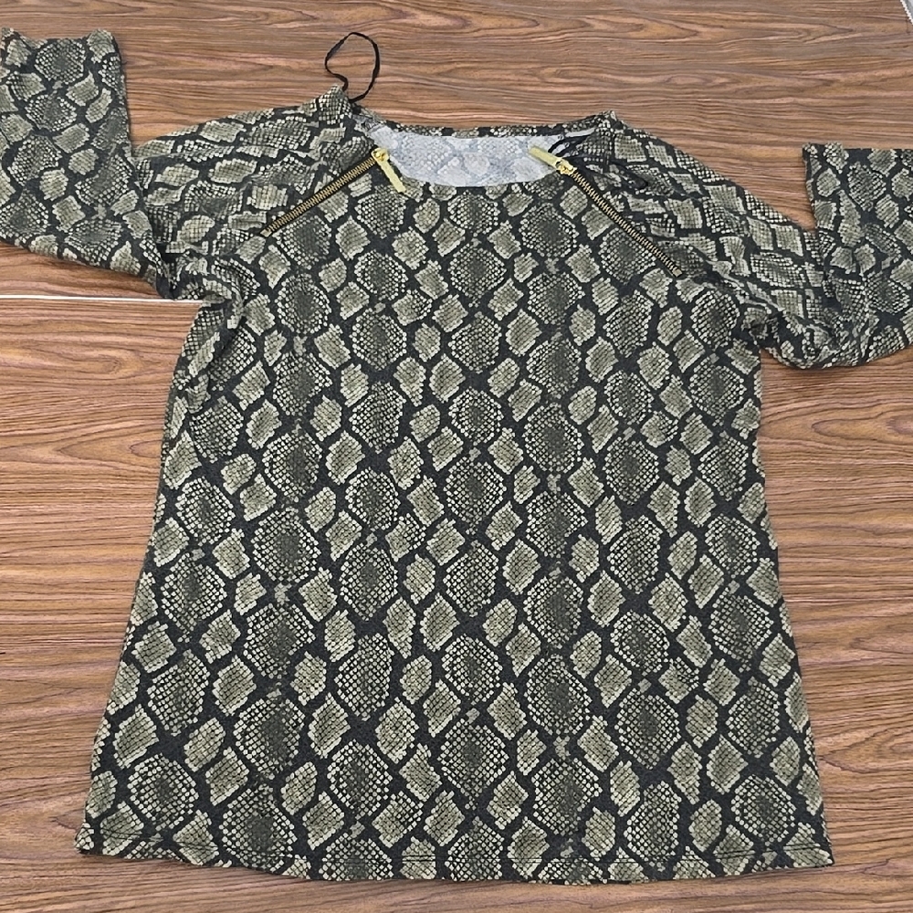 Michael Kors Black and Gold Snake Print Skirt